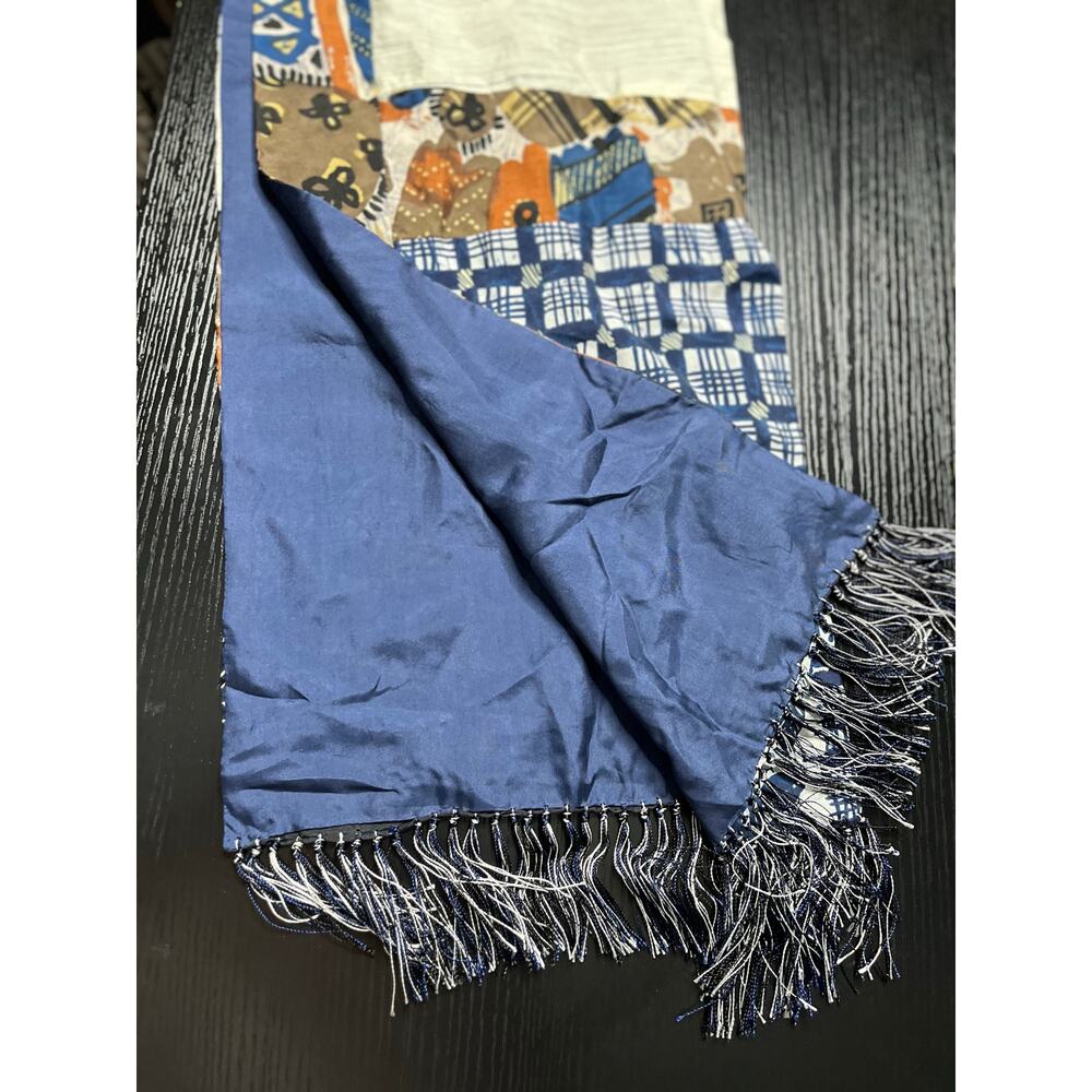 Patchwork/Multipattern Boho Silk Fringe Scarf - image 7